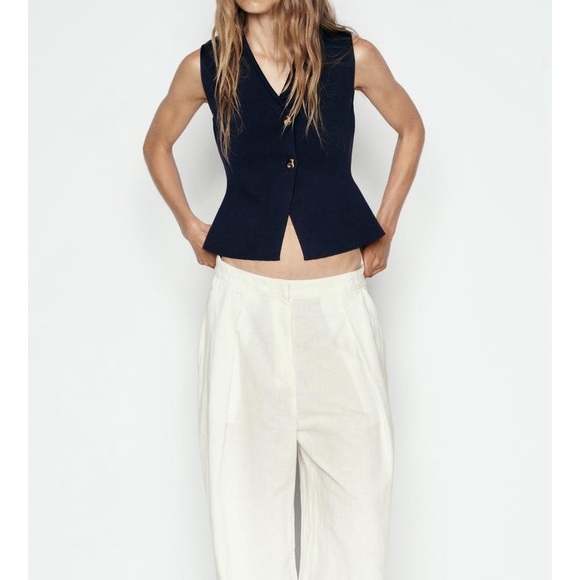 Zara Tops - NWT Zara Navy Blue Buttoned Knit Vest